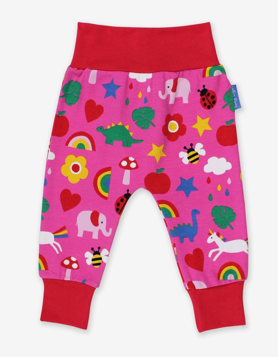 Premium Organic Cotton Baby Pants with Playful Prints, Comfortable High Waistband, and Eco-Friendly Dye by Toby Tiger at brixbailey.com