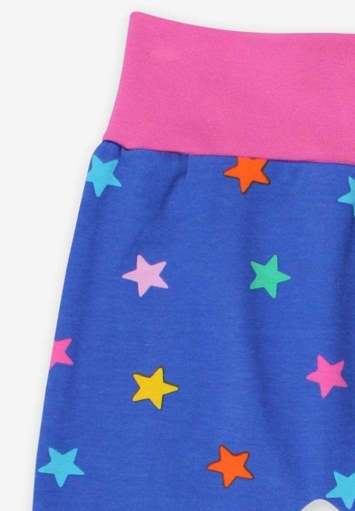 Premium Blue Baby Pants with Colorful Star Print, 100% Organic Cotton, Comfortable Waistband, Eco-Friendly Dye, Machine Washable by Toby Tiger at brixbailey.com