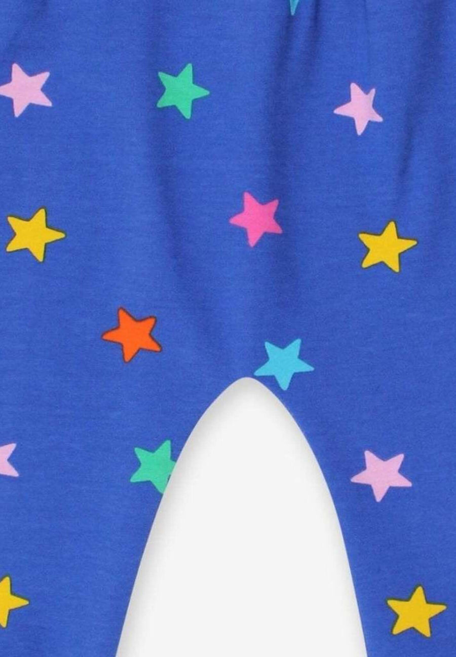 Premium Blue Baby Pants with Colorful Star Print, 100% GOTS Certified Organic Cotton, Comfortable Waistband, Eco-Friendly Dye by Toby Tiger at brixbailey.com