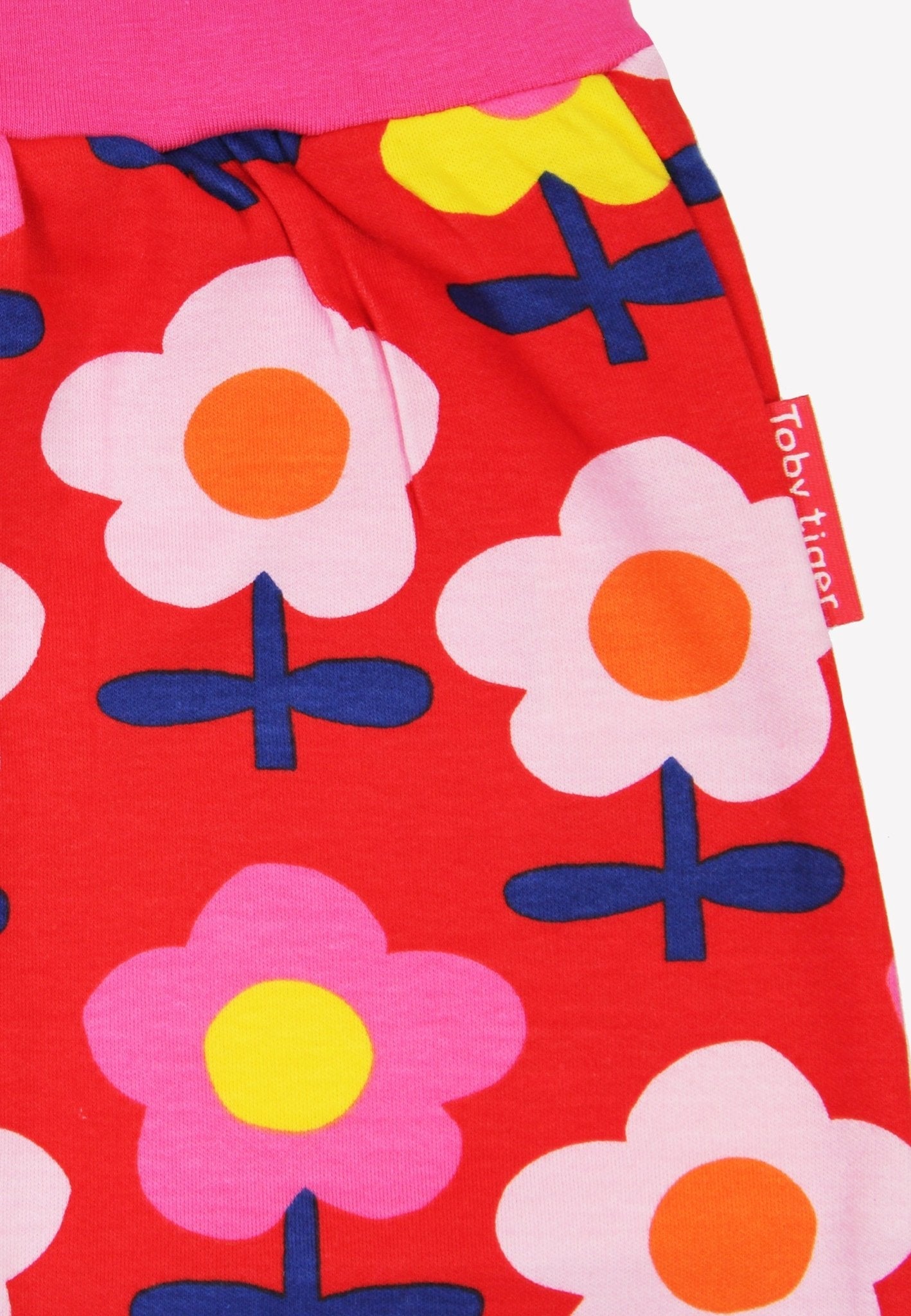 Adorable Retro Floral Print Organic Cotton Pants for Toddlers, Soft and Stylish Eco-Friendly Playwear by Toby Tiger at brixbailey.com