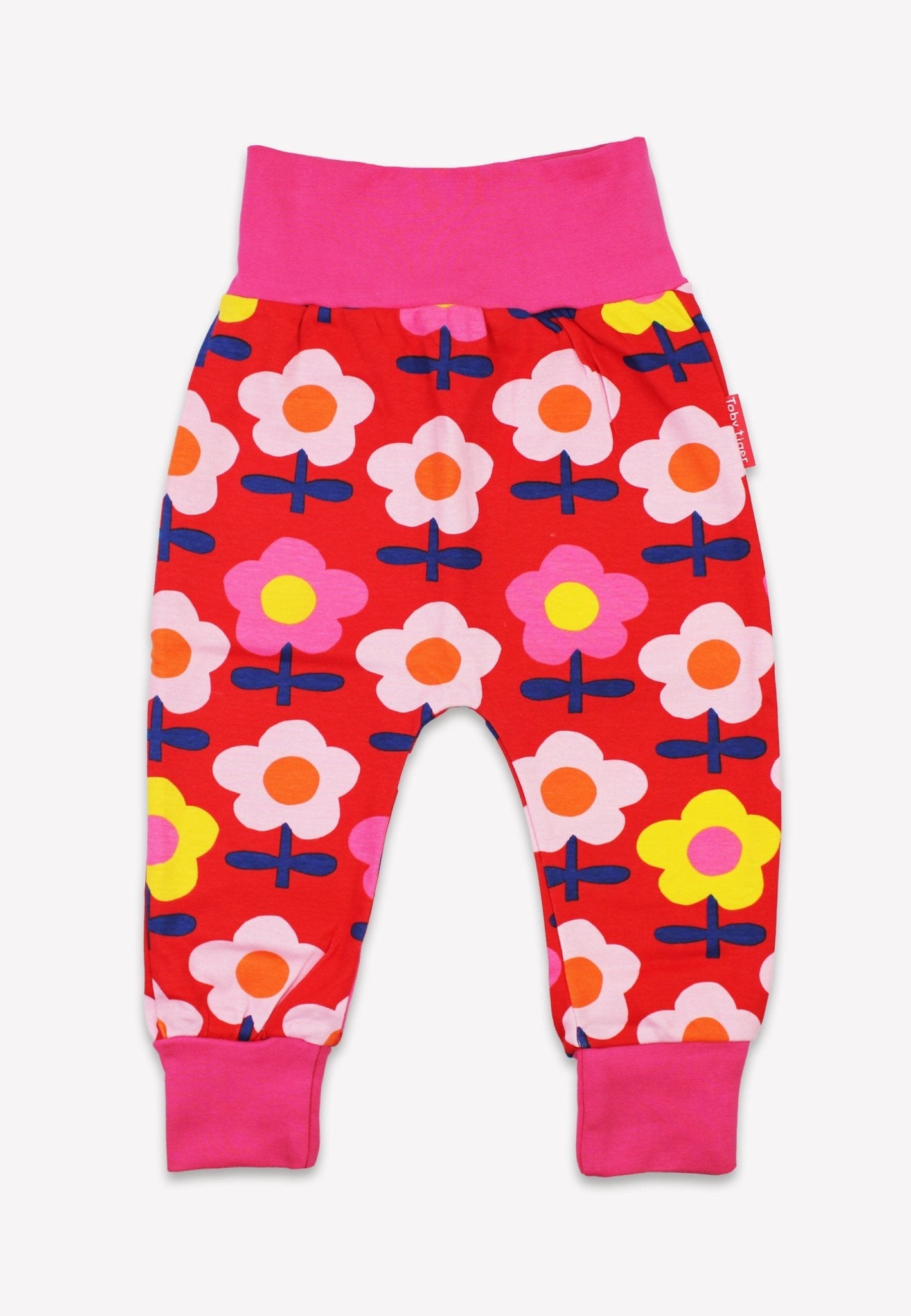 Adorable Retro Floral Print Organic Cotton Pull-On Pants for Toddlers - Soft, Stylish & Eco-Friendly by Toby Tiger at brixbailey.com