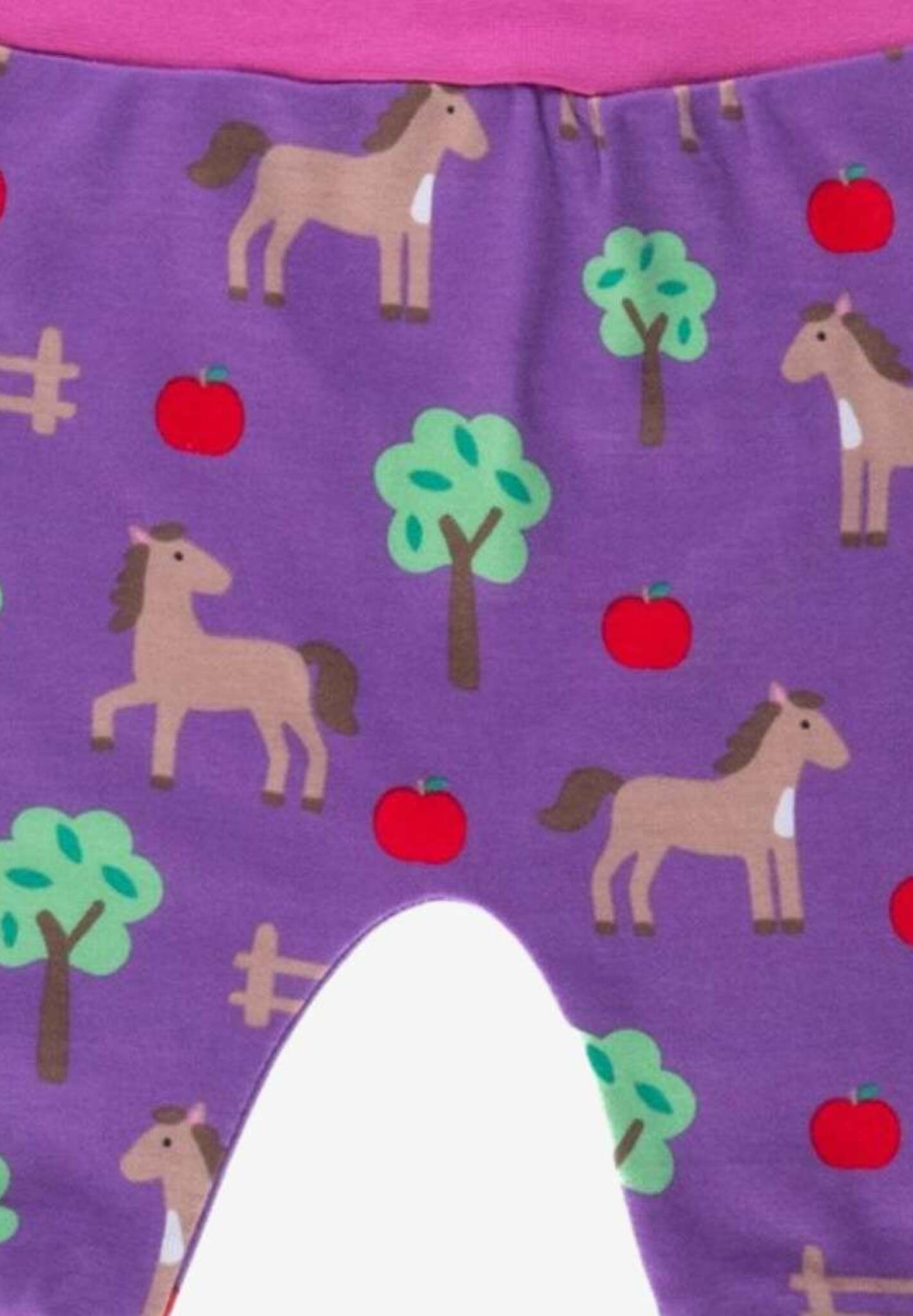 Premium Organic Cotton Baby Yoga Pants with Pink Trim, Horse Print, and Stretchy Comfort for Active Play by Toby Tiger at brixbailey.com
