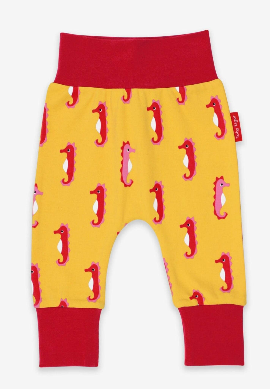 Premium Baby Pants with Seahorse Print for Active Play - Soft GOTS Organic Cotton, Flexible Waistband, Eco-Friendly Dyes by Toby Tiger at brixbailey.com