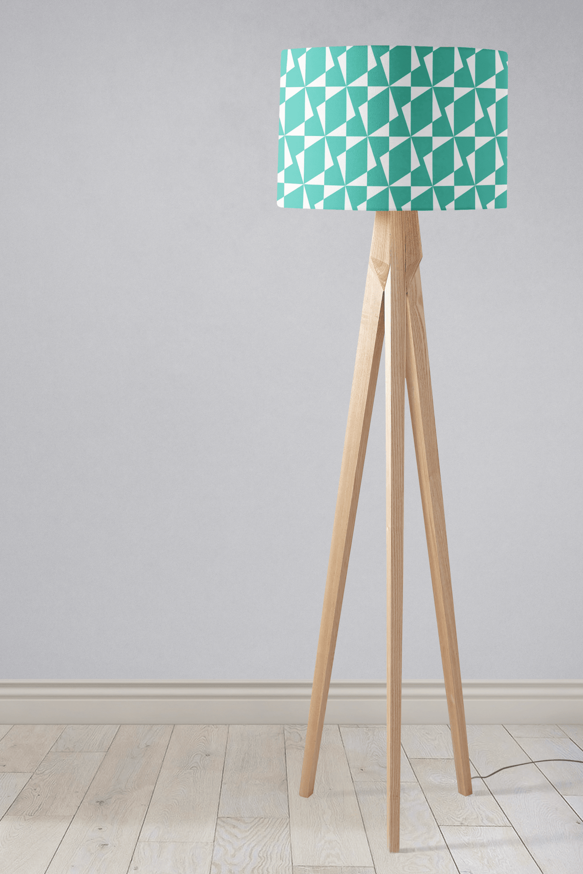 Turquoise and White Drum Lampshade, Architectural Geometric Design Shade for Table, Floor or Ceiling Pendant Light