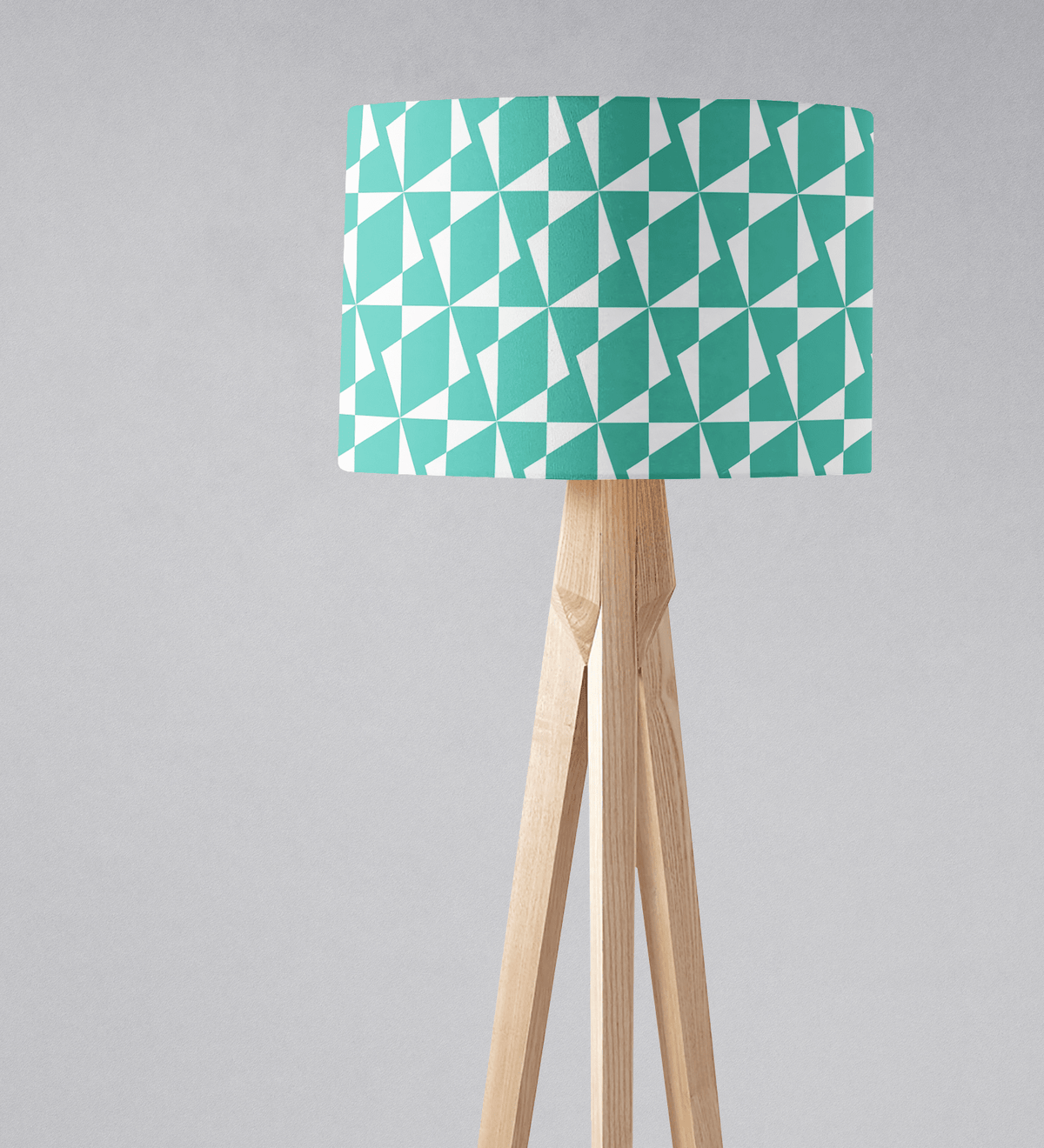 Turquoise and White Drum Lampshade, Architectural Geometric Design Shade for Table, Floor or Ceiling Pendant Light