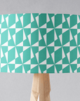Turquoise and White Drum Lampshade, Architectural Geometric Design Shade for Table, Floor or Ceiling Pendant Light