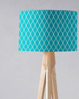 Turquoise Drum Lampshade, White Geometric Design Shade for Table, Floor or Ceiling Pendant Light