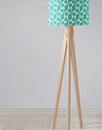 Turquoise Drum Lampshade, 1950s Retro Geometric Design Shade for Table, Floor or Ceiling Pendant Light