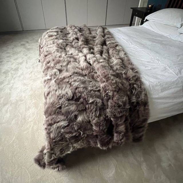 Luxury Rich Mink Tuscan Shearling Throw, premium fur blanket, stylish sheepskin rug, best-selling sustainable decor by Wildash London at brixbailey.com