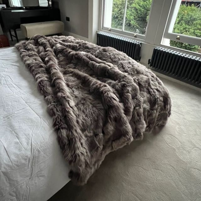 Luxury Rich Mink Tuscan Shearling Throw, premium fur blanket, stylish sheepskin rug, handcrafted sustainable decor by Wildash London at brixbailey.com