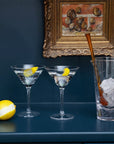 A Pair of Crystal Martini Glasses with Stars Design