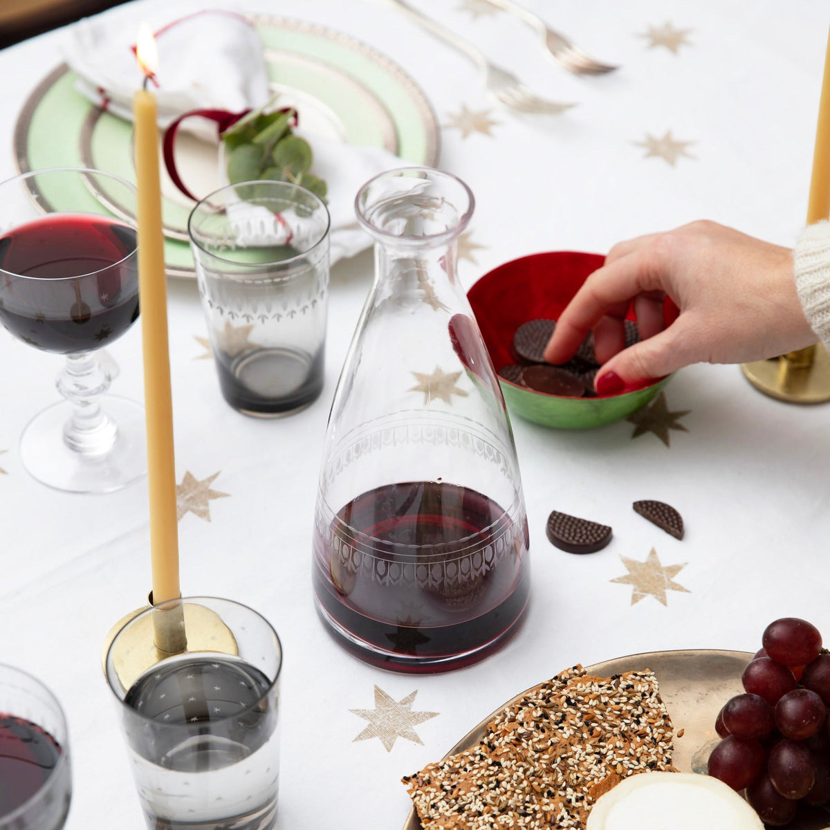 A Crystal Table Carafe with Ovals Design
