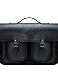 Twin Pocket Executive Handmade Leather Satchel - Black