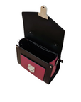 Handmade Leather Two Tone Sugarcube Handbag - Black & Magenta