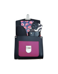 Handmade Leather Two Tone Sugarcube Handbag - Black & Magenta