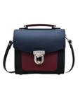 Handmade Leather Two Tone Sugarcube Handbag - Black & Oxblood