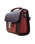 Handmade Leather Two Tone Sugarcube Handbag - Black & Oxblood