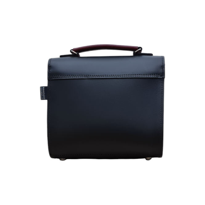 Handmade Leather Two Tone Sugarcube Handbag - Black &amp; Oxblood
