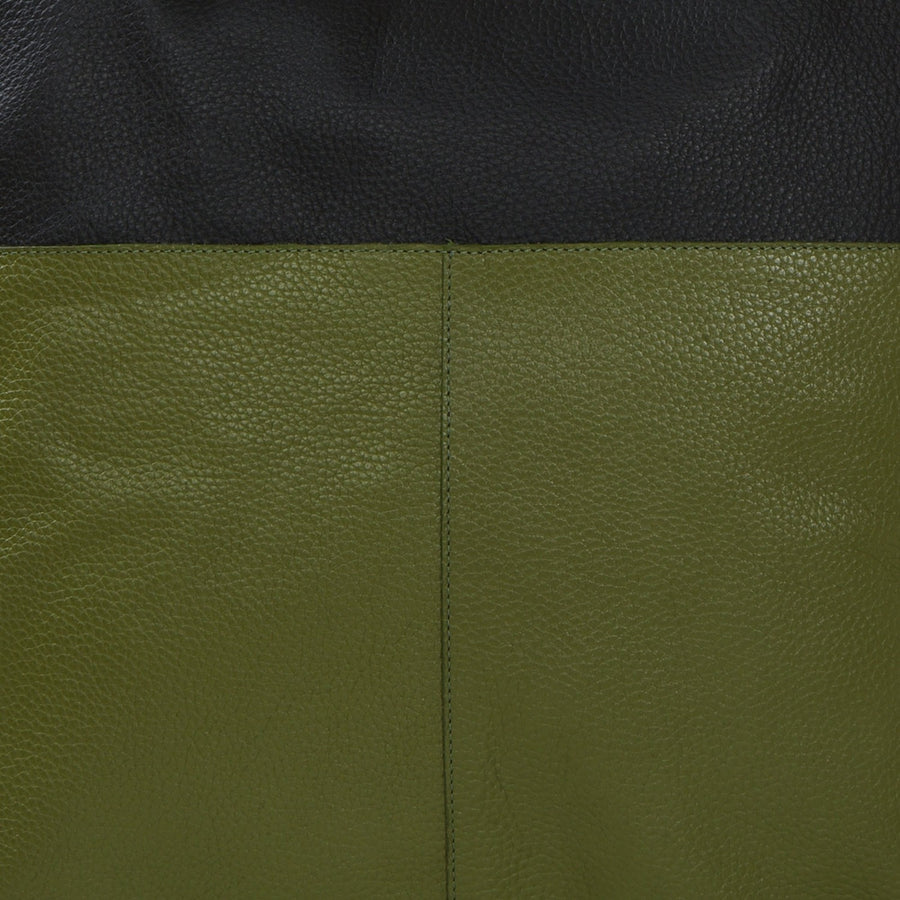 Olive And Black Two Tone Leather Tote Brix and Bailey Ethical Bag Brand 