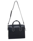 NEW Vegan Black Leather Structured Top Handle Bag