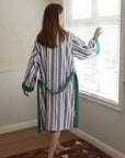 Ultra Soft Whimsical Retro Stripe Bathrobe - 100% Organic Long-stapled Cotton-2