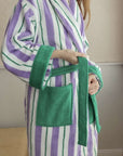 Ultra Soft Whimsical Retro Stripe Bathrobe - 100% Organic Long-stapled Cotton-3