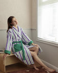 Ultra Soft Whimsical Retro Stripe Bathrobe - 100% Organic Long-stapled Cotton-1