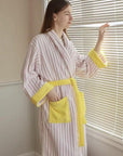 Ultra Soft Whimsical Stripe Bathrobe - 100% Organic Long-stapled Cotton-3