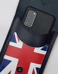 Handmade Leather Mobile Phone Pouch Plus - Union Jack - Navy Blue