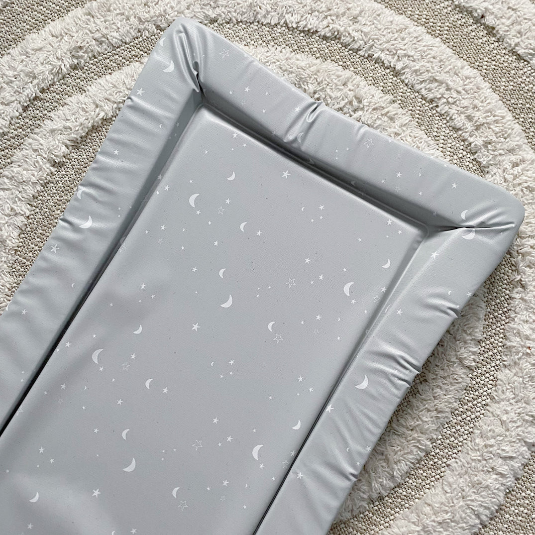 Standard Changing Mat - Grey-green moon and stars Print