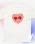Pink heart with red blood cell graphic design unisex t-shirt