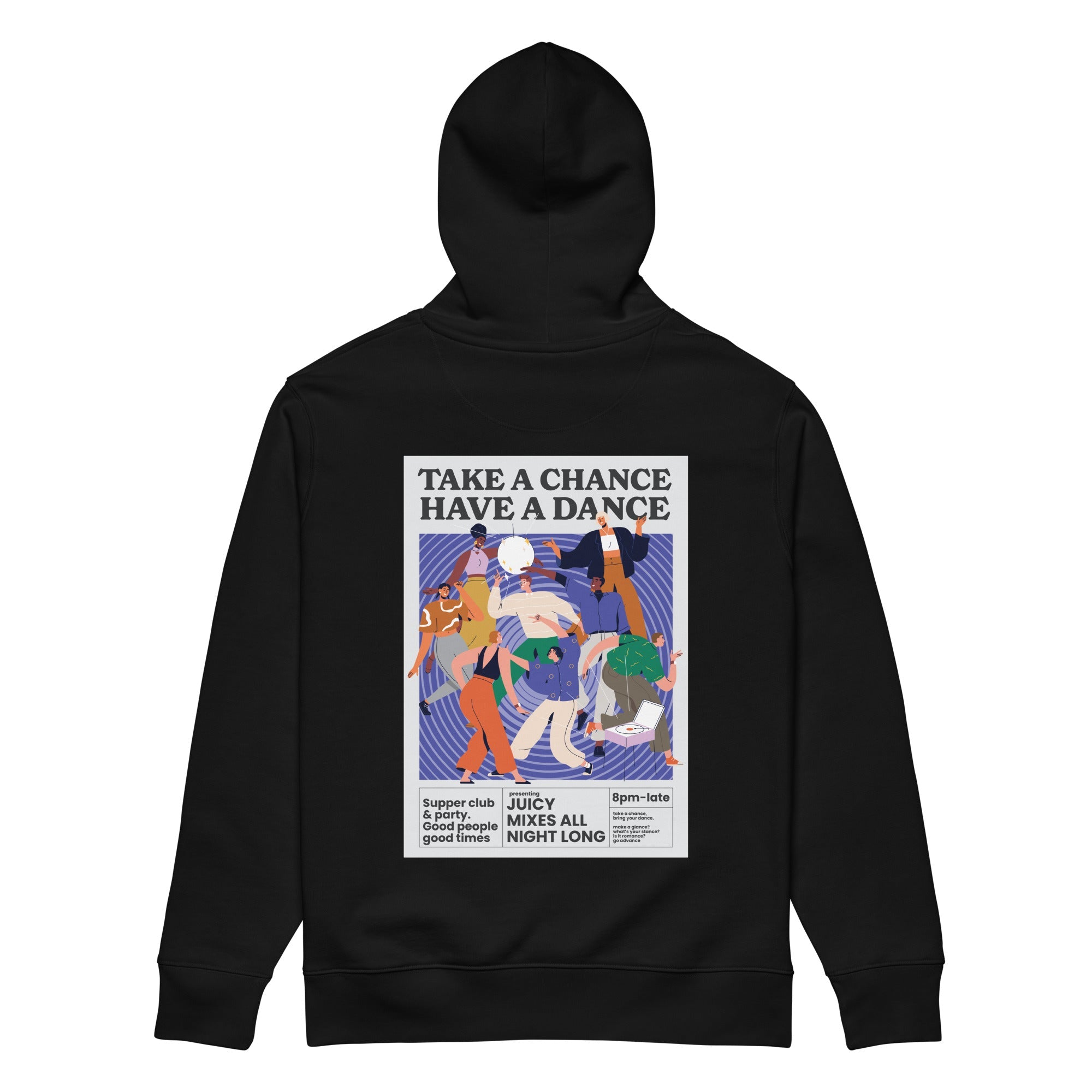 Take A Chance Have A Dance DISCO! Organic Cotton Embroidered Heavyweight Hoodie