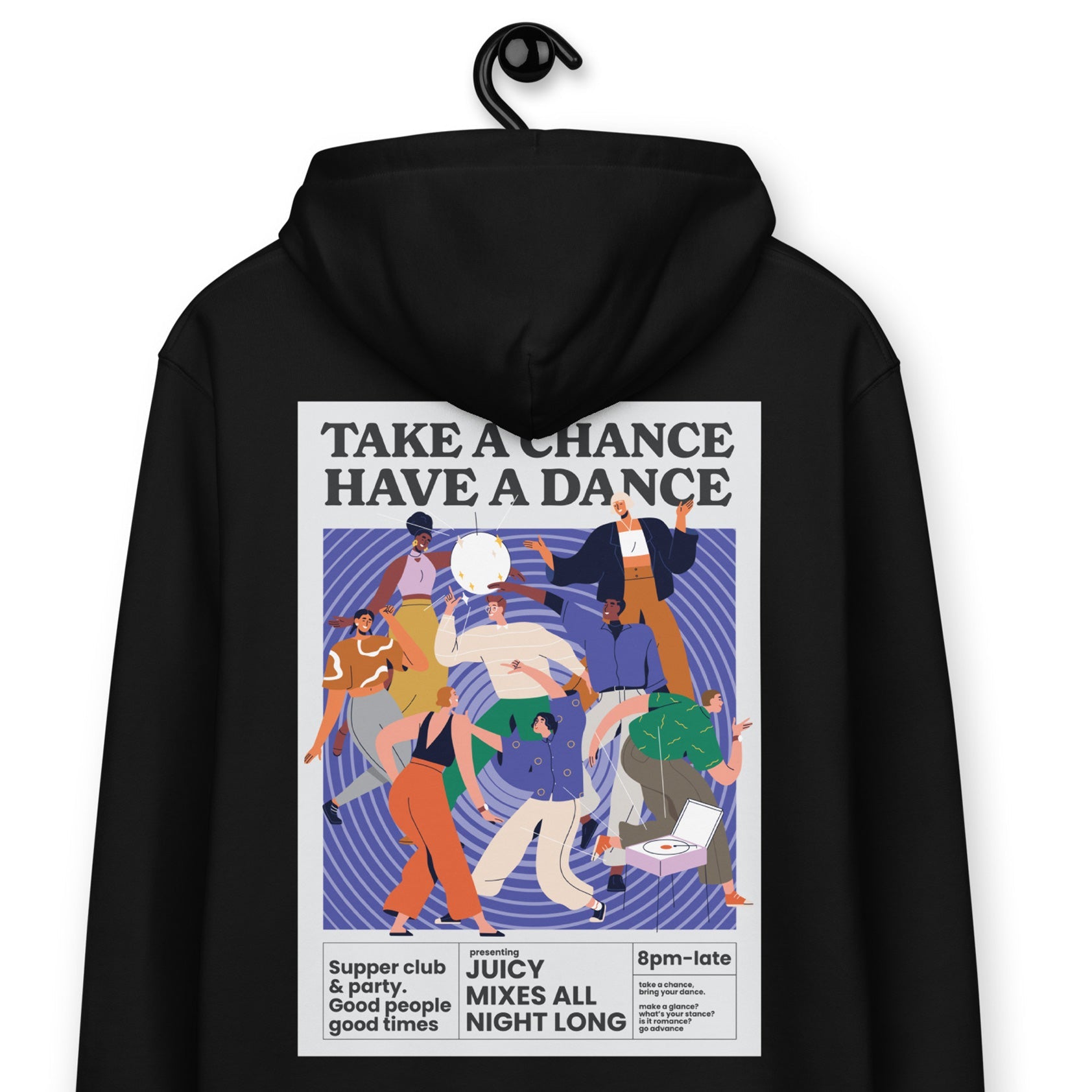 Take A Chance Have A Dance DISCO! Organic Cotton Embroidered Heavyweight Hoodie