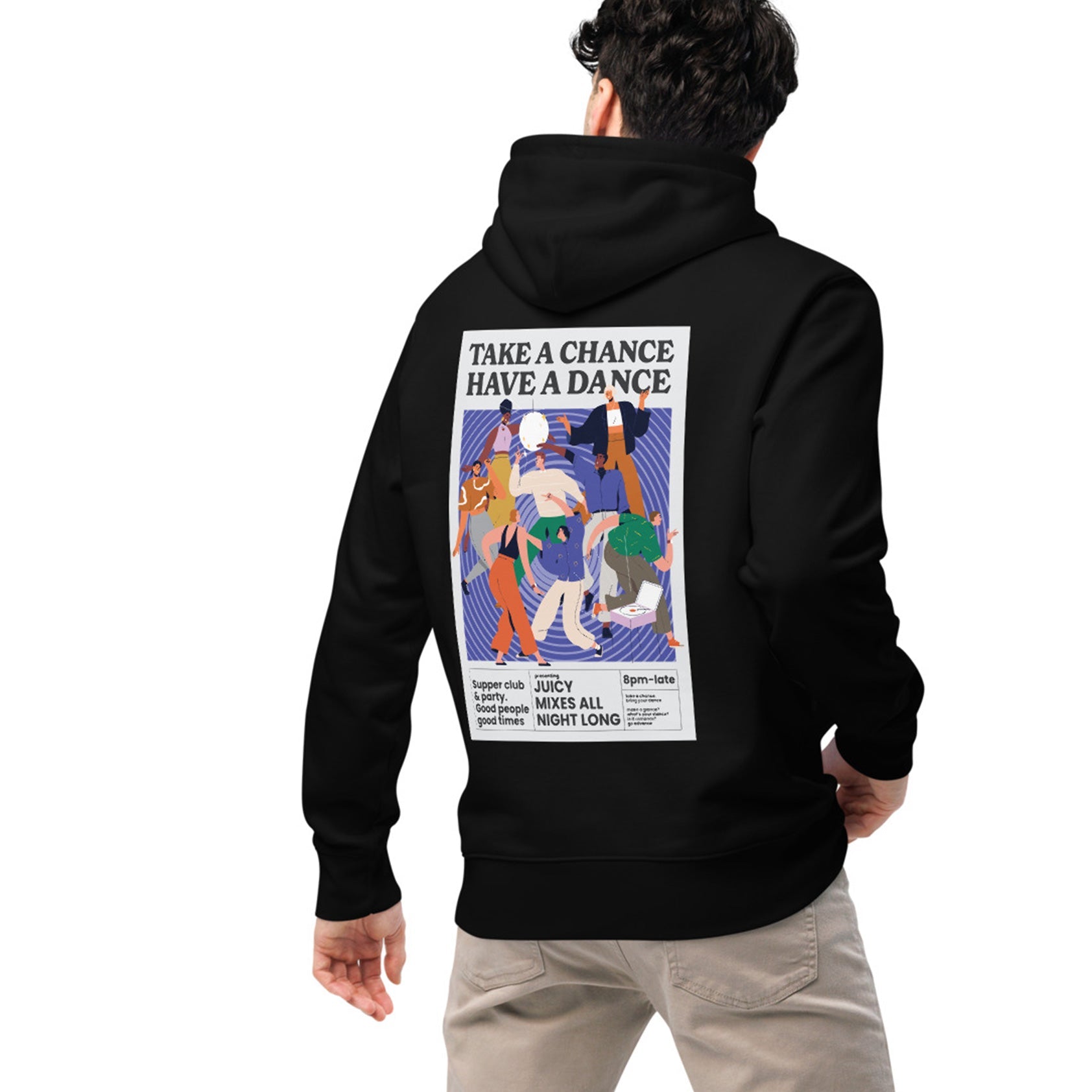 Take A Chance Have A Dance DISCO! Organic Cotton Embroidered Heavyweight Hoodie