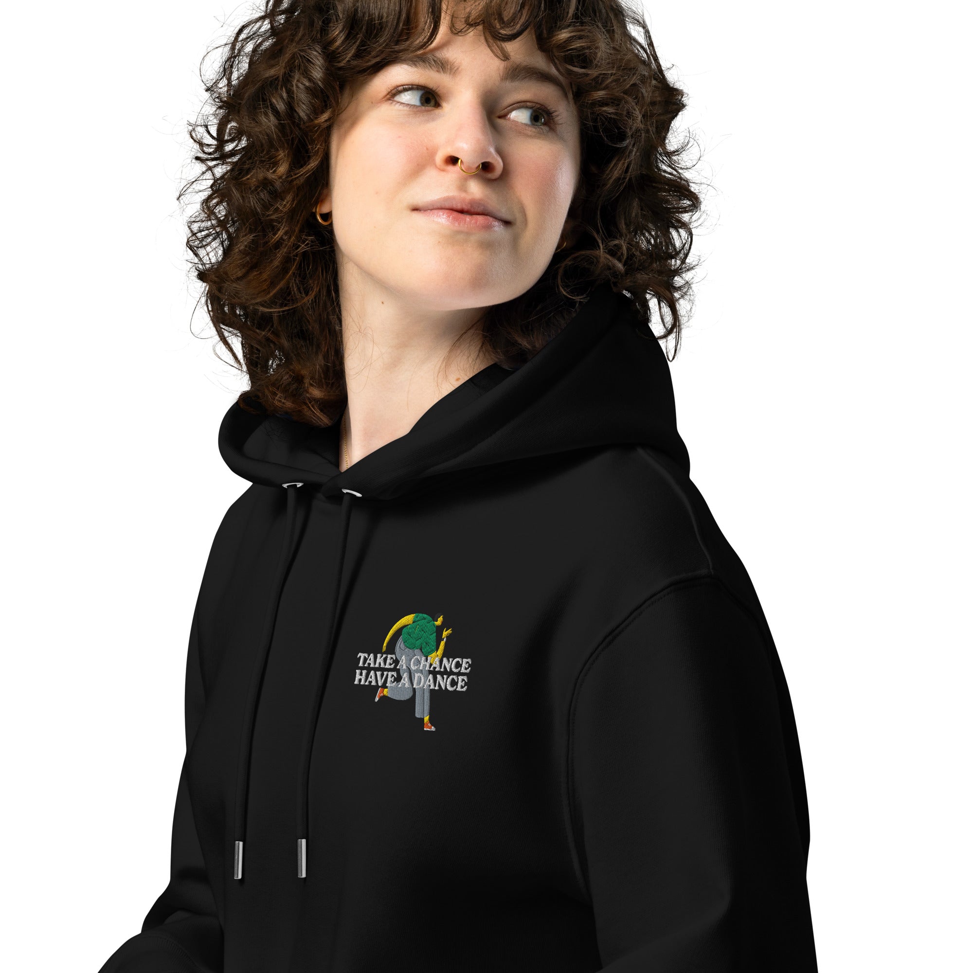 Take A Chance Have A Dance DISCO! Organic Cotton Embroidered Heavyweight Hoodie