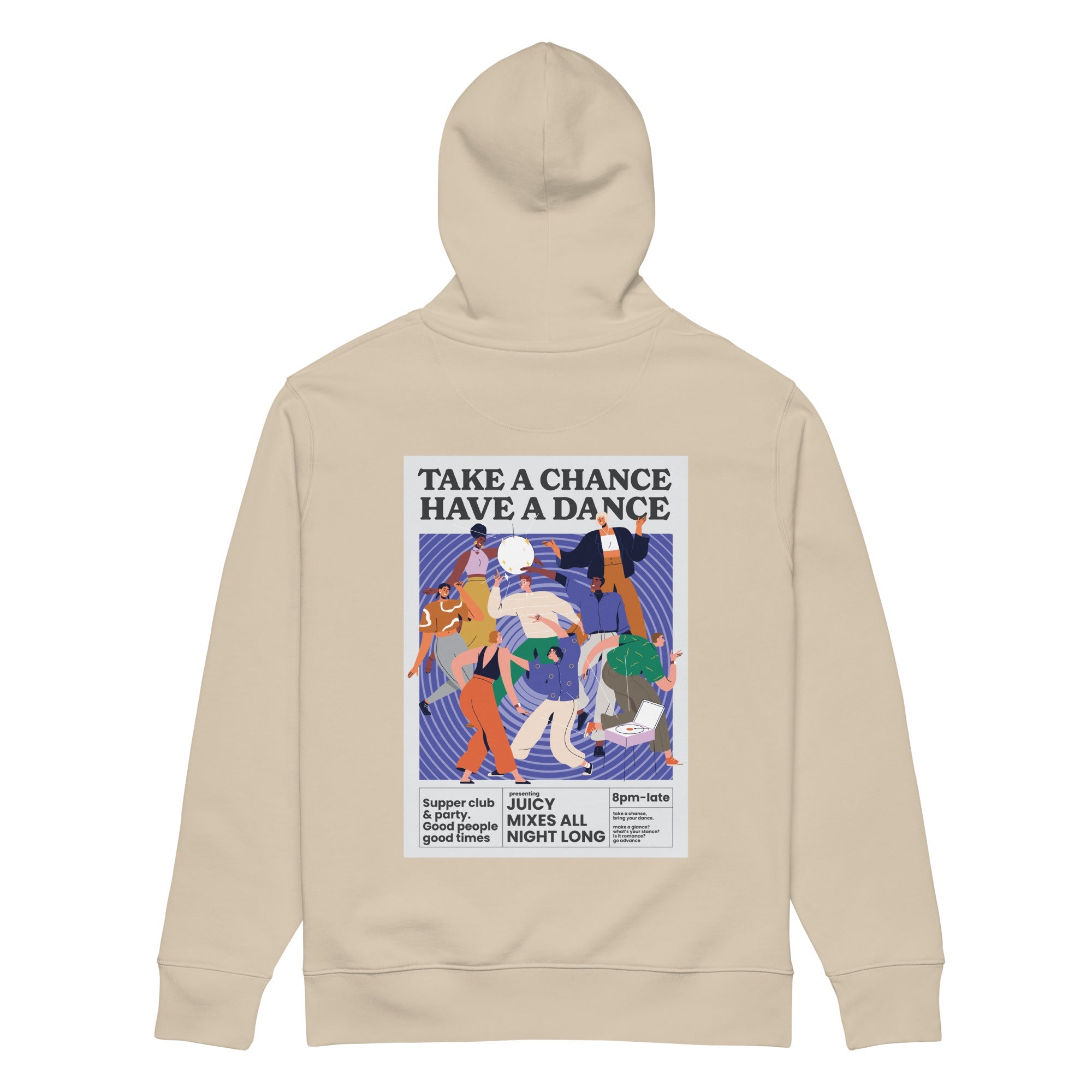 Take A Chance Have A Dance DISCO! Organic Cotton Embroidered Heavyweight Hoodie