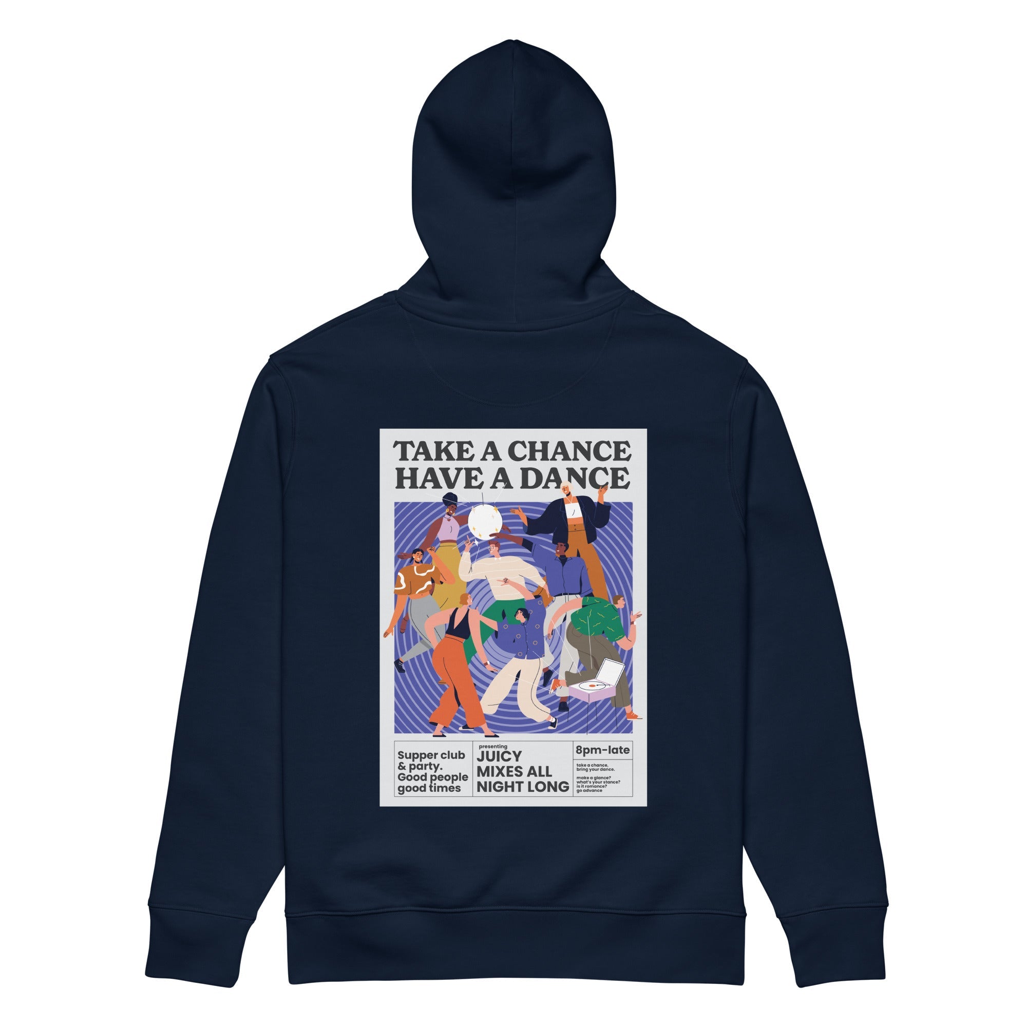 Take A Chance Have A Dance DISCO! Organic Cotton Embroidered Heavyweight Hoodie