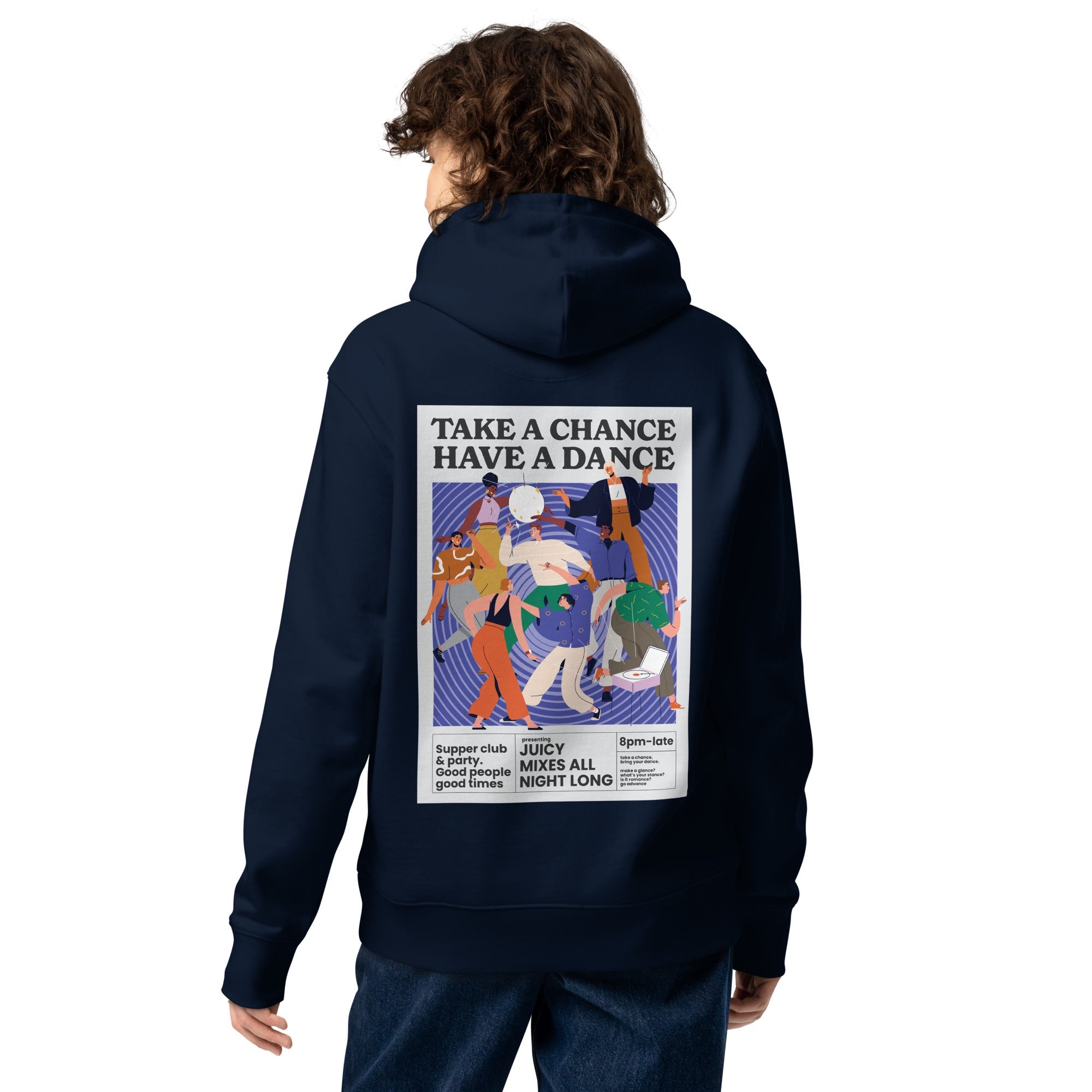 Take A Chance Have A Dance DISCO! Organic Cotton Embroidered Heavyweight Hoodie