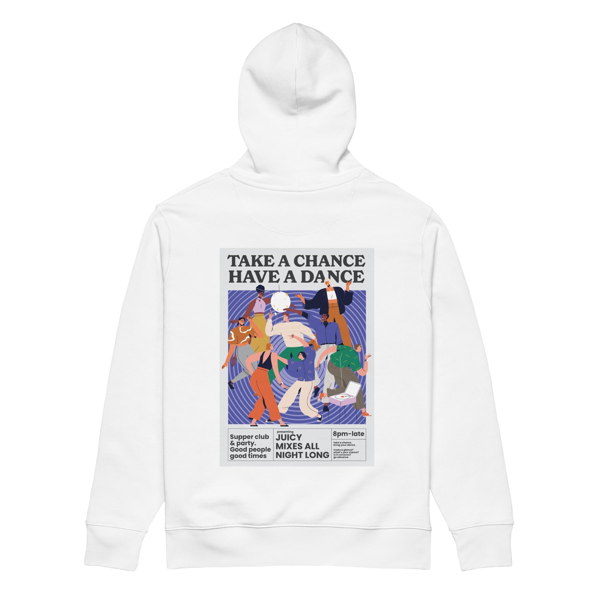 Take A Chance Have A Dance DISCO! Organic Cotton Embroidered Heavyweight Hoodie