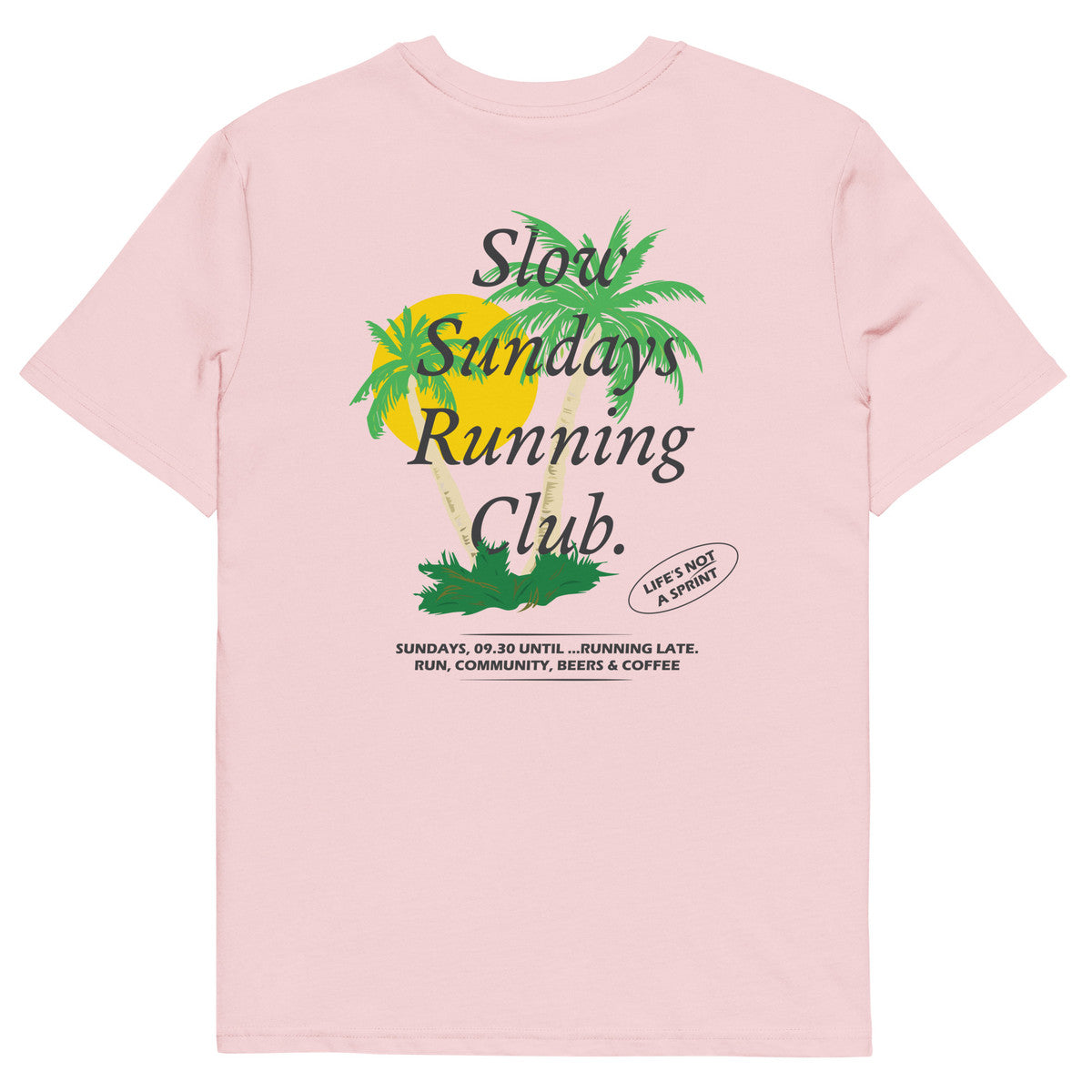 Palm Tree Slow Sundays Running Club Organic Cotton T-Shirt