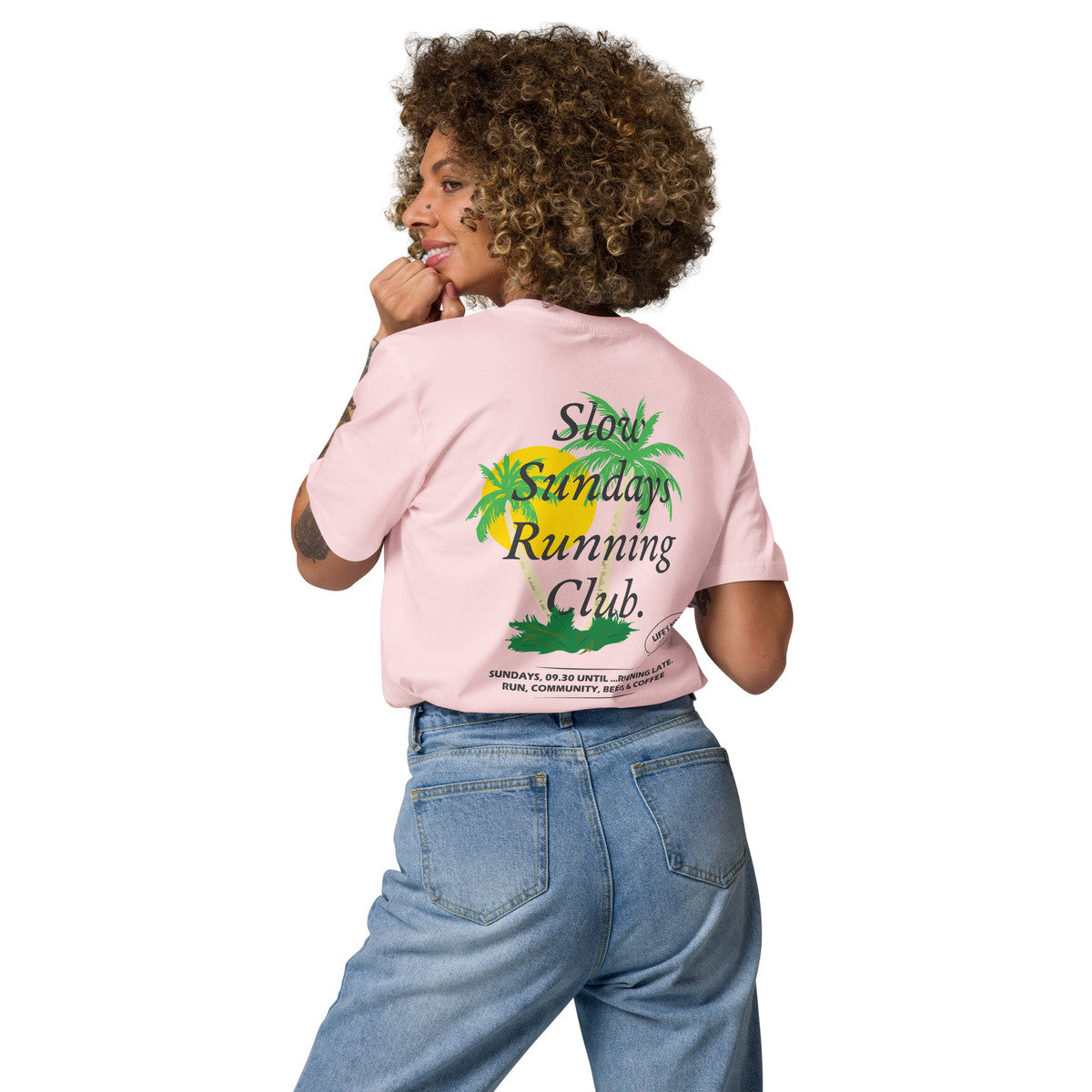 Palm Tree Slow Sundays Running Club Organic Cotton T-Shirt