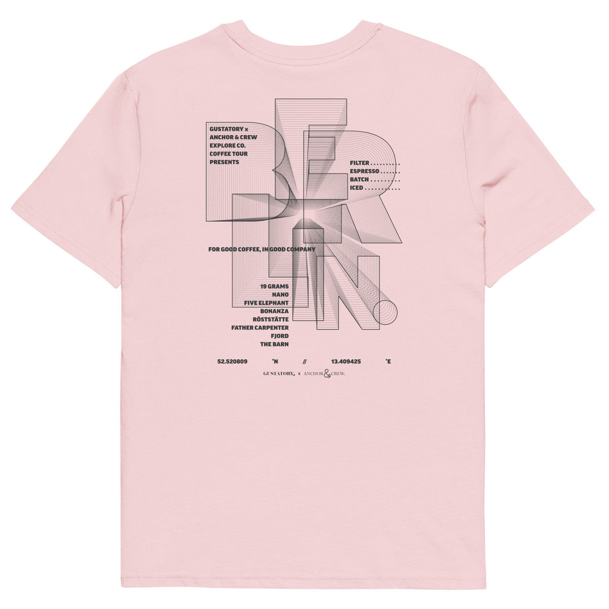 GUSTATORY Berlin Coffee Scene Organic Cotton Embroidered T-Shirt