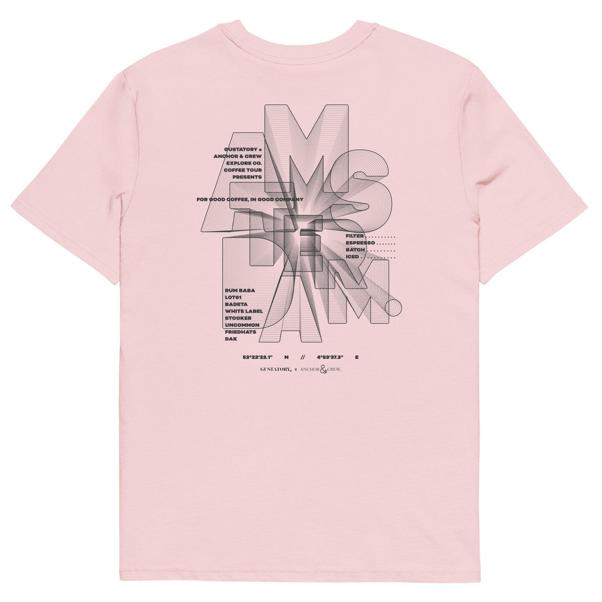 GUSTATORY Amsterdam Coffee Scene Organic Cotton Embroidered T-Shirt