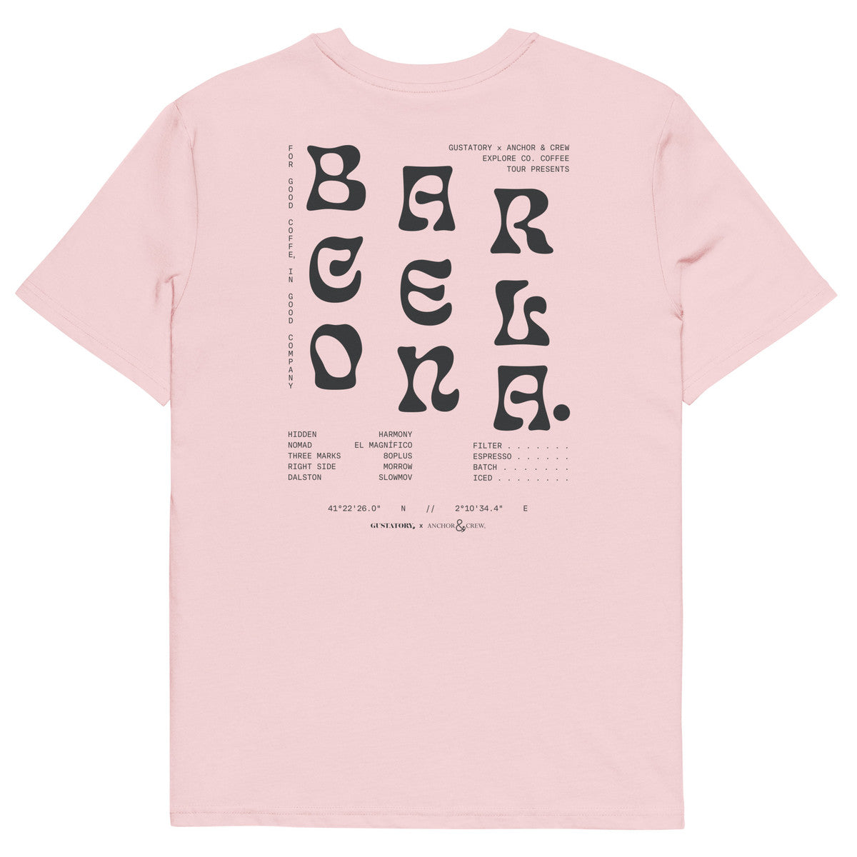 GUSTATORY Barcelona Coffee Scene Organic Cotton Embroidered T-Shirt