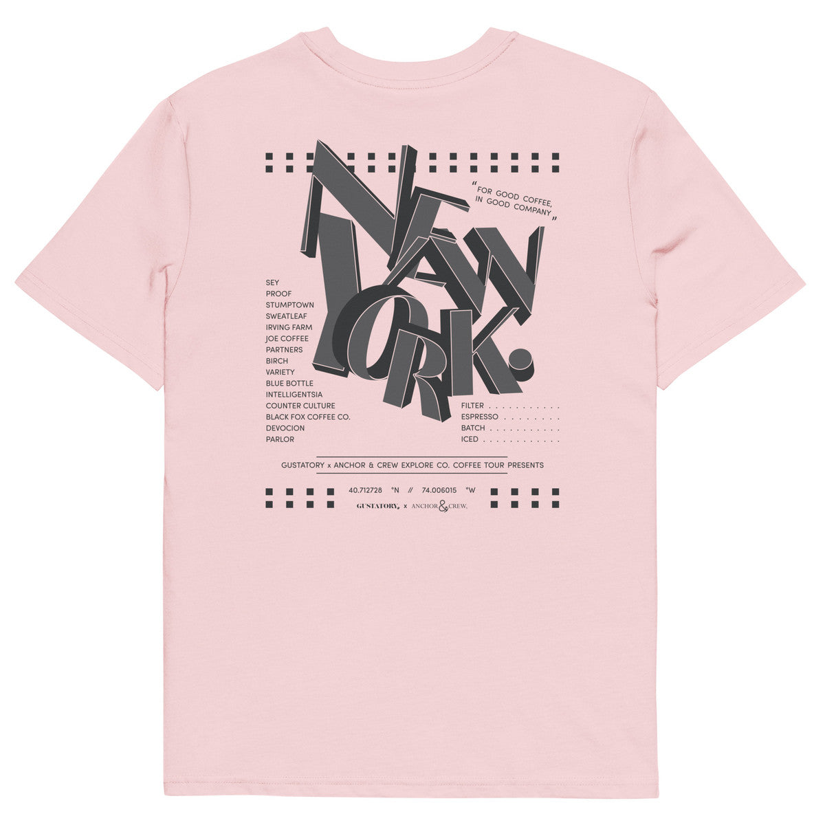 GUSTATORY New York Coffee Scene Organic Cotton Embroidered T-Shirt