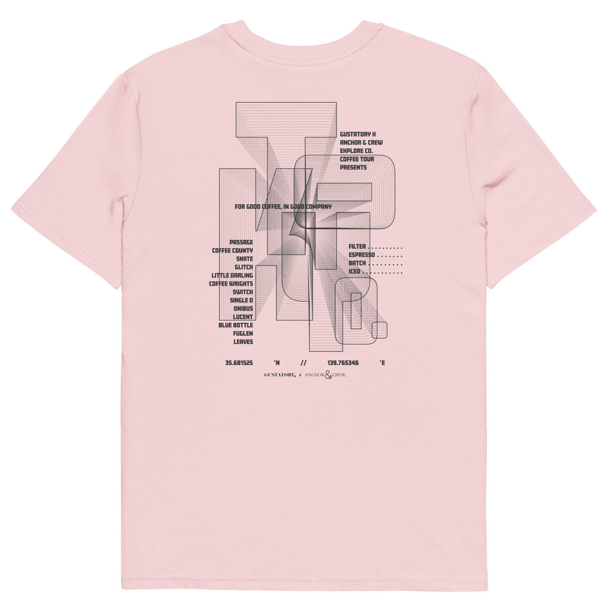 GUSTATORY Tokyo Coffee Scene Organic Cotton Embroidered T-Shirt