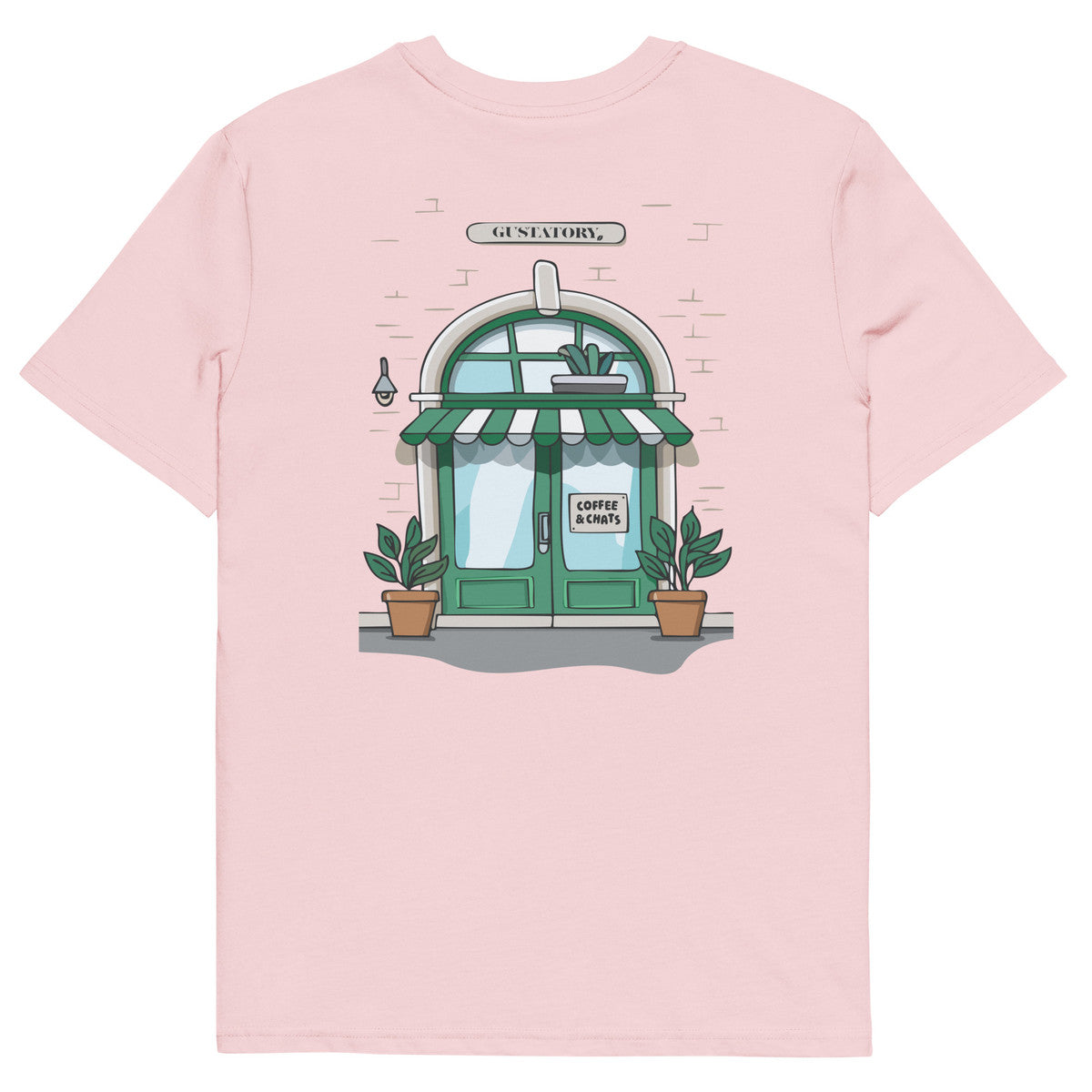 GUSTATORY Coffee &amp; Chats Organic Cotton Embroidered T-Shirt