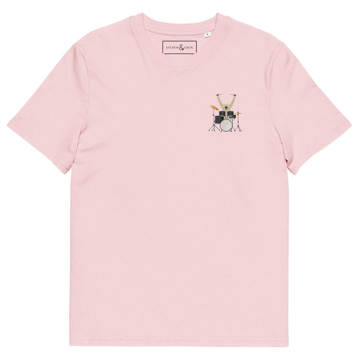 The Drummer Monkey Organic Cotton Embroidered T-Shirt