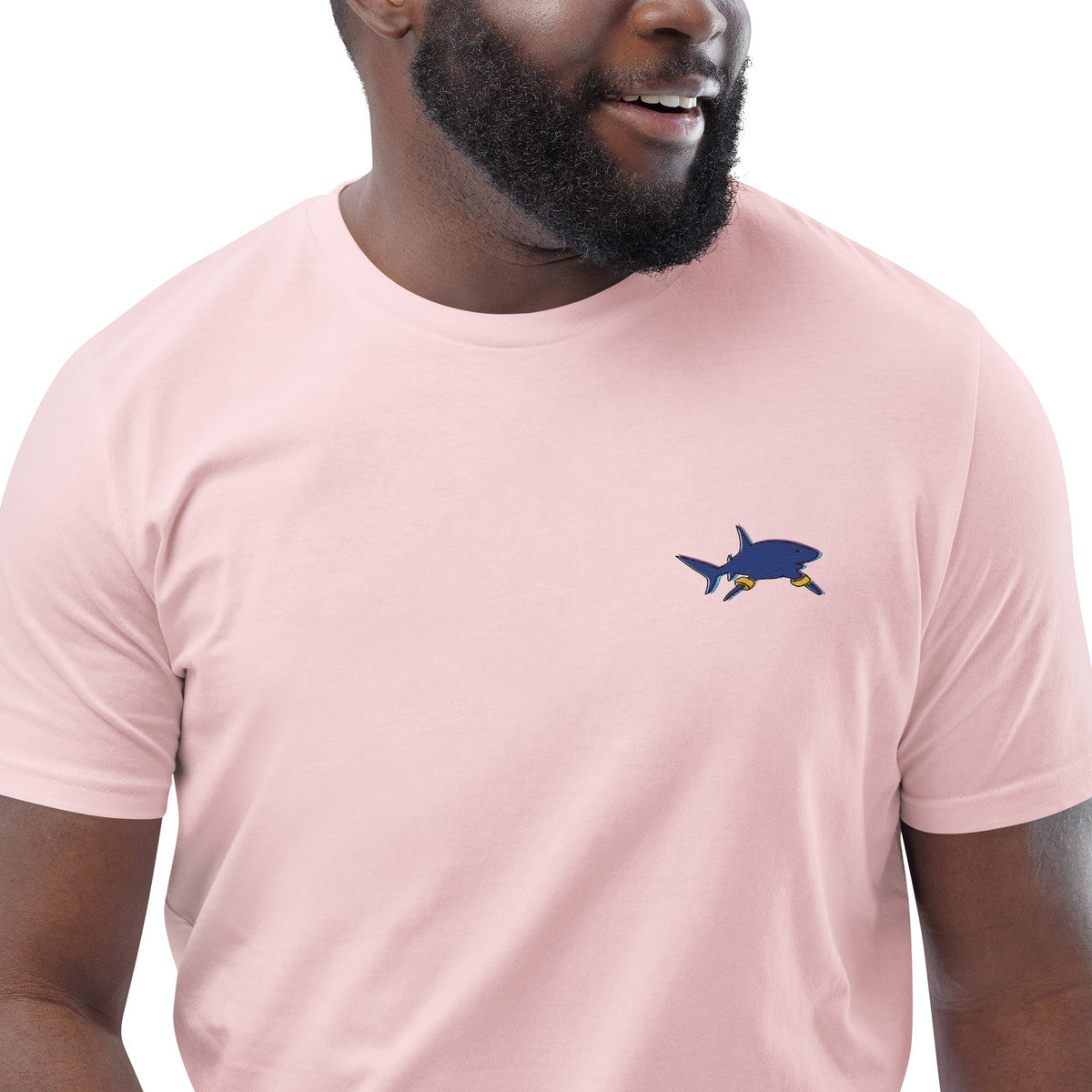Shark Gone Swimming In The Wild Organic Cotton Embroidered T-Shirt