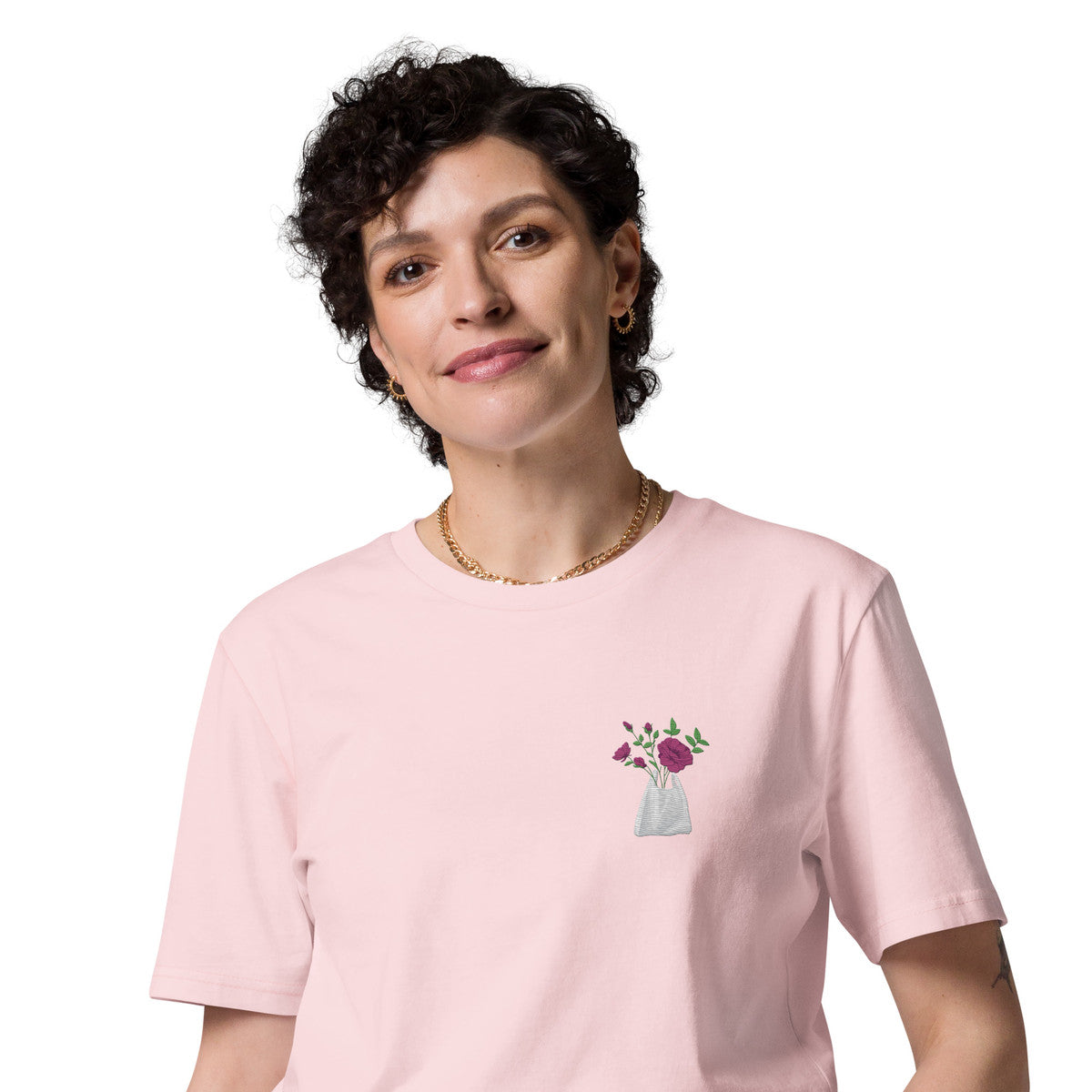 Peony Garden Dystopia Organic Cotton Embroidered T-Shirt